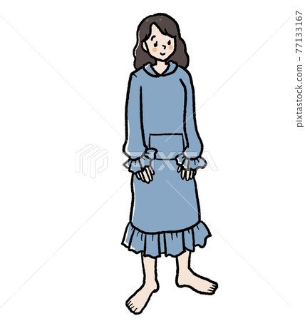 Illustration of a woman wearing a fashionable loungewear 77133167