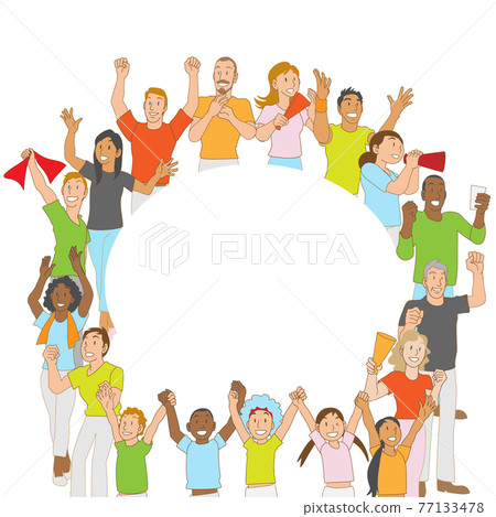 Frame material for multi-ethnic people in a circle 77133478