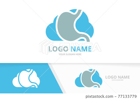 Vector stomach and cloud logo combination. Gastrointestinal tract and storage logotype design template. 77133779