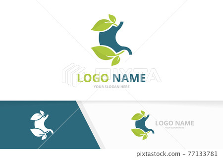 Premium ecological stomach and leaves logo. Unique gastrointestinal tract logotype design. Premium ecological stomach and leaves logo. Unique gastrointestinal tract logotype design. 77133781