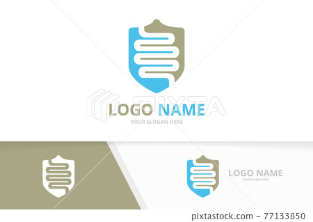 Vector colon and shield logo combination. Unique digestion guard logotype design template. Vector colon and shield logo combination. Unique digestion guard logotype design template. 77133850