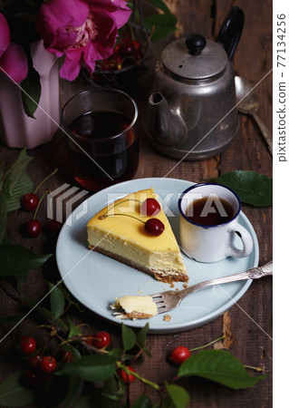 cheesecake on a plate 77134256