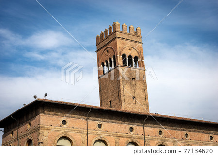 Arengo Tower and Palazzo del Podesta in Piazza Maggiore Bologna Italy 77134620