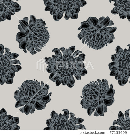 Seamless pattern with hand drawn stylized etlingera Seamless pattern with hand drawn stylized etlingera 77135699