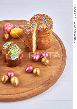 Traditional pastry with icing for a religious easter holiday. 77135999