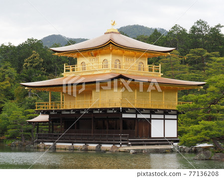 春天的茅草屋頂金閣寺 春天的茅草屋頂金閣寺 77136208