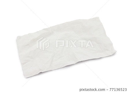 Used white tissue paper isolate on white background. 77136523