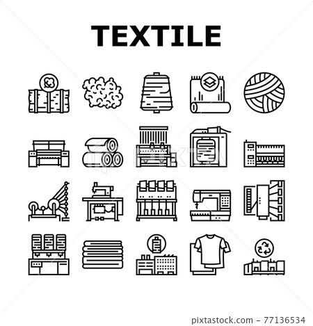 Textile Production Collection Icons Set Vector 77136534