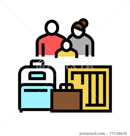 family refugee with luggage color icon vector illustration 77136638