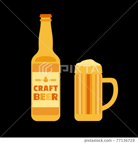 Craft Beer Bottle and Mug isolated vector icon 77136728