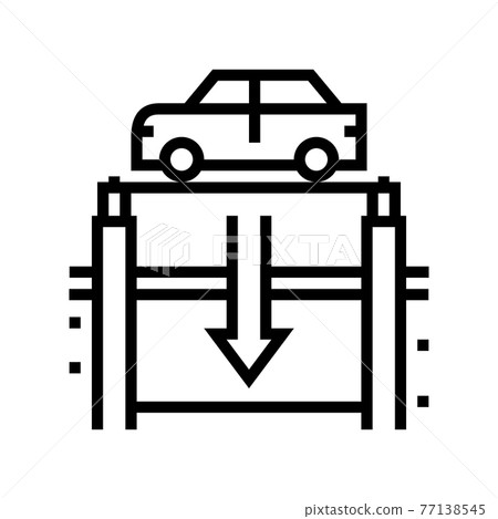 elevator lowering car on underground parking line icon vector illustration 77138545