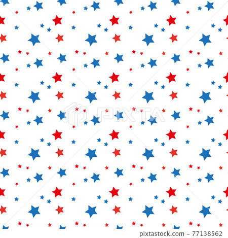 American patriotic stars seamless pattern in bright red, blue and white. Independence day vector background. 77138562