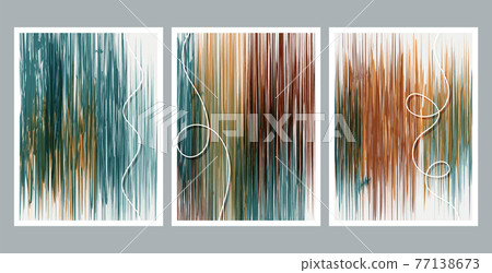 Modern abstract painting. Scribble effect. Set of fluid geometric shapes. Abstract hand drawn watercolor effect shapes. Home decor design. Modern art print. 77138673