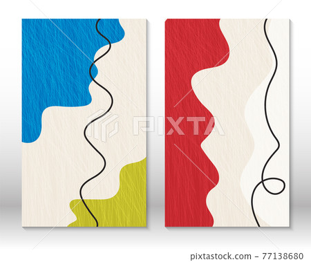 Set of geometric shapes. Scribble design modern abstract painting. Watercolor effect design. Modern art print. Contemporary design with doodle elements. 77138680