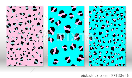 Animal skin leopard pattern. Cheetah print. Covers design template. Pink, blue colors leopard print design. Vector. Animal skin leopard pattern. Cheetah print. Covers design template. Pink, blue colors leopard print design. Vector. 77138696