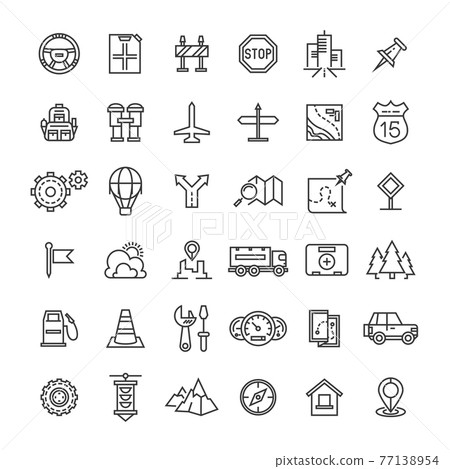 Travel auto thin line icons collection Travel auto thin line icons collection 77138954