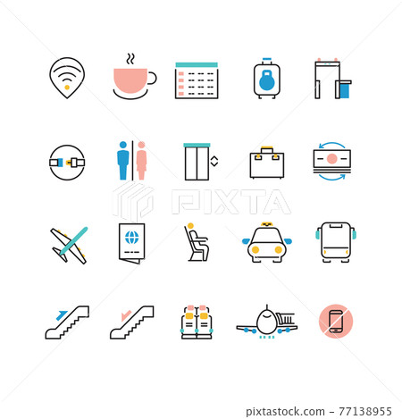 Airoport icons with line and colorful elements Airoport icons with line and colorful elements 77138955