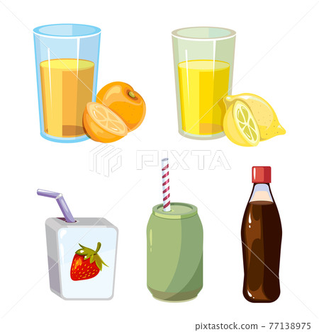 Popular summer drinks cartoon style Popular summer drinks cartoon style 77138975