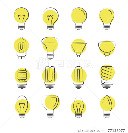 Line light bulbs icons on white background 77138977