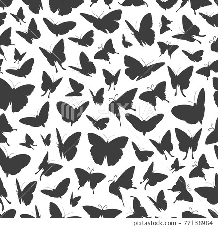 Flying butterflies silhouettes seamless pattern Flying butterflies silhouettes seamless pattern 77138984
