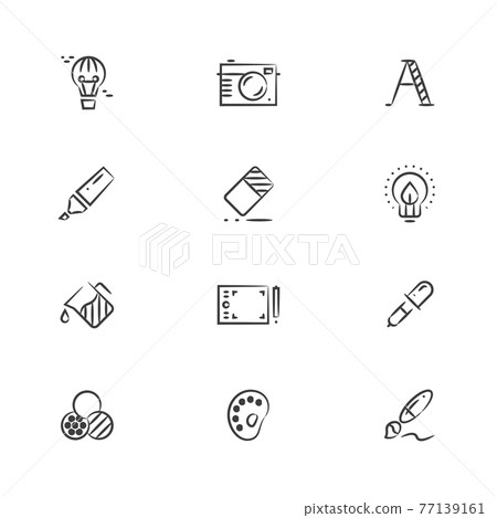 Creative and graphic design tools line icons 77139161