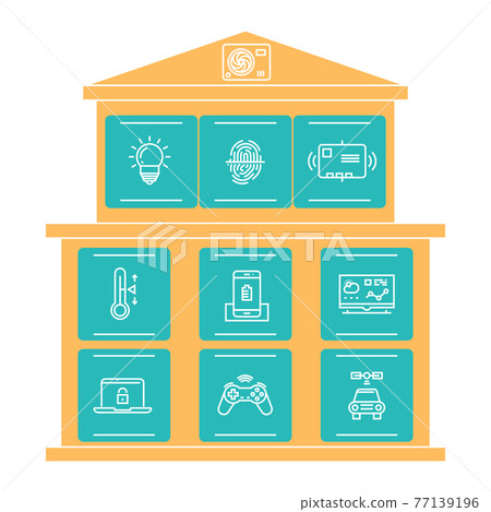 Thin line icons smart home concept isolated on... - Stock Illustration ...