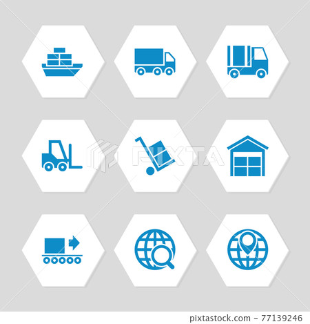 Logistic delivery and transportation icons set Logistic delivery and transportation icons set 77139246