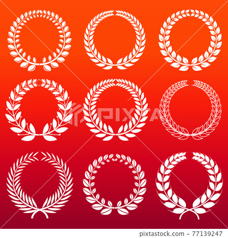 Laurel wreaths set - white decorative winners wreath Laurel wreaths set - white decorative winners wreath 77139247