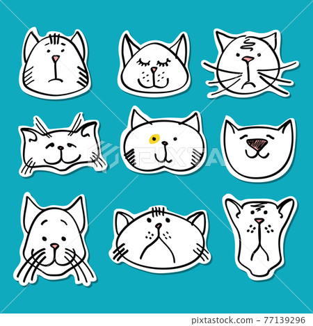 Cute doodle cats stickers collection Cute doodle cats stickers collection 77139296