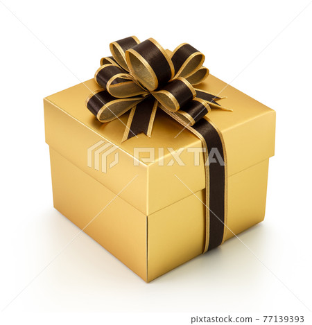 Golden gift box isolated Golden gift box isolated 77139393