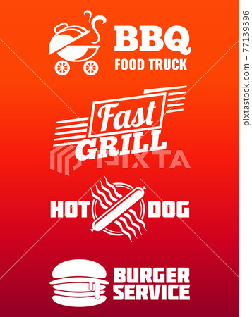Fast food labels collection - bbq, fast food and burger banner design 77139396