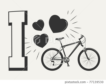I love bicycle print design - print with bicycle and hearts I love bicycle print design - print with bicycle and hearts 77139530