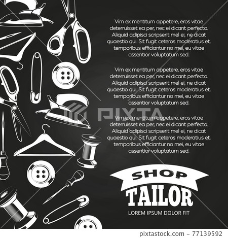 Tailor shop chalkboard poster 77139592