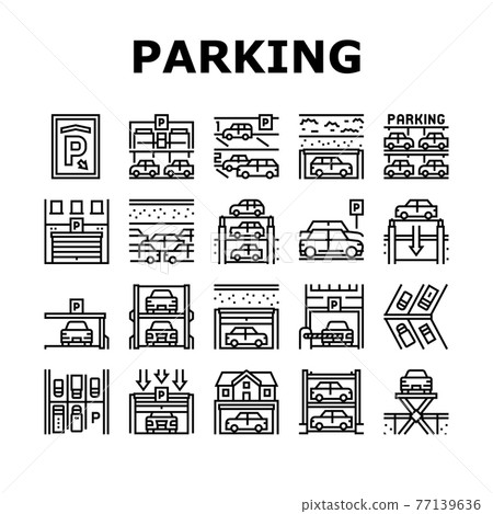 Underground Parking Collection Icons Set Vector Underground Parking Collection Icons Set Vector 77139636
