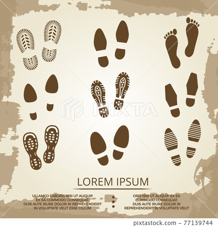 Vintage grunge footsteps poster design 77139744