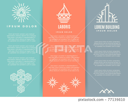 Vintage minimal geometric brochure flyers template with linear logos Vintage minimal geometric brochure flyers template with linear logos 77139810