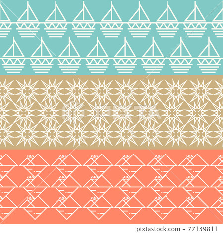 Vintage geometric horizontal seamless pattern set 77139811