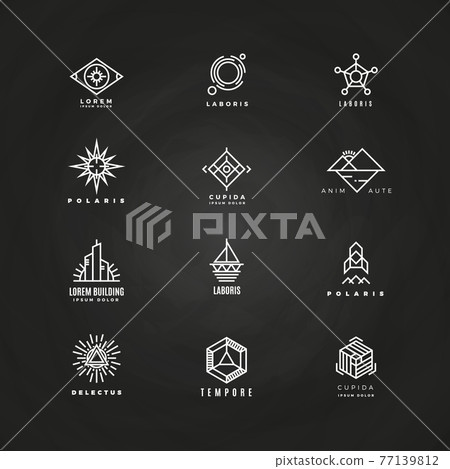 minimal geometric logo set on blackboard minimal geometric logo set on blackboard 77139812
