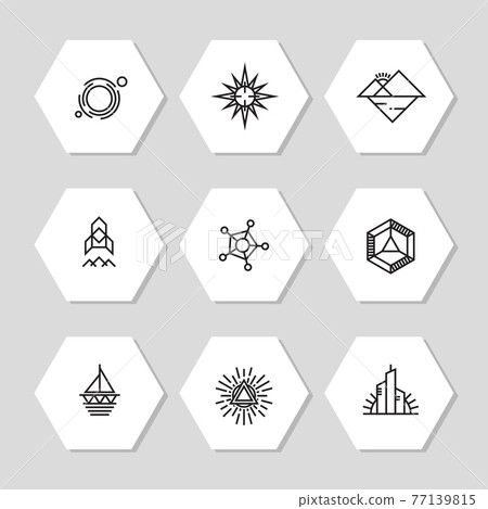 Minimal geometric icons set - abstract line icons 77139815