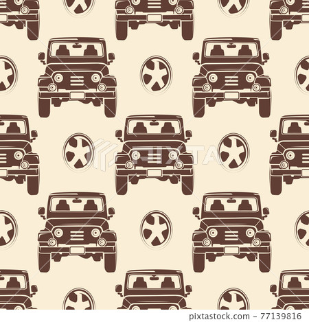 Jeeps seamless pattern design - vintage seamless texture with cars Jeeps seamless pattern design - vintage seamless texture with cars 77139816