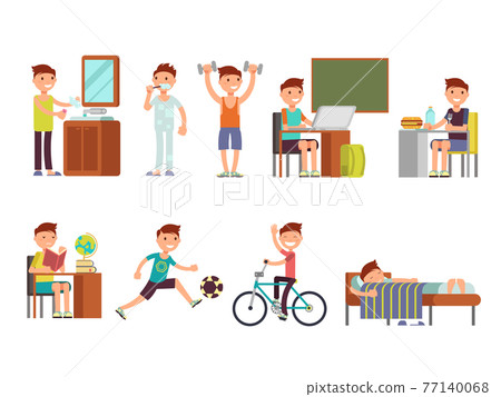 Child boy daily routine set 77140068