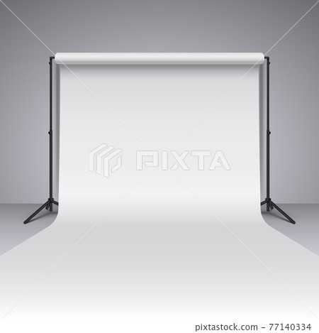 Empty white photo studio backdrop. Realistic photographer studio backdrop 77140334