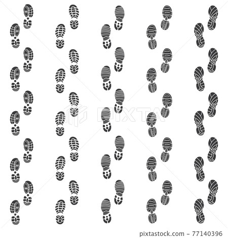 Sport shoe footprints walking away with copy space illustration 77140396