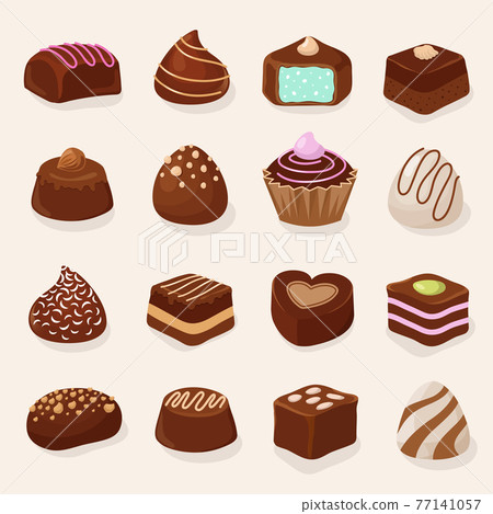 Cartoon chocolate desserts and candies set Cartoon chocolate desserts and candies set 77141057