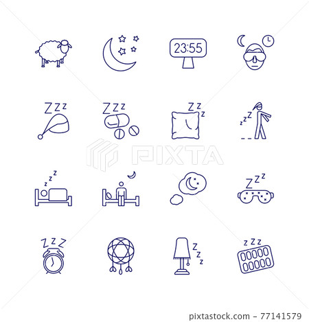 Insomnia problems icons and sleeping trouble signs 77141579