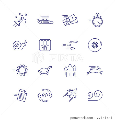 Motion and speed linear icons. Slow and fast signs - Stock Illustration ...