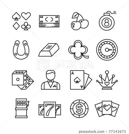 Gambling, casino, poker thin line simple icons 77141673