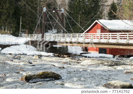 Dam and threshold on the river Jokelanjoki, Kouvola, Finland 77141702