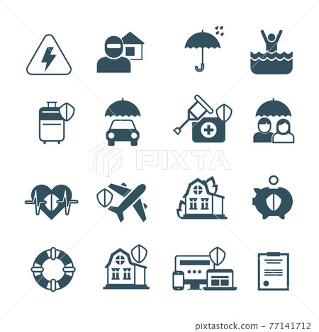 Insurance icons. Protection and safety symbols-插圖素材 [77141712] - PIXTA圖庫
