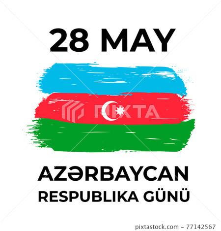 Azerbaijan Republic Day lettering in Azerbaijani language with flag isolated on white. National holiday celebrated on May 28. Vector template for typography poster, banner, greeting card, flyer, etc Azerbaijan Republic Day lettering in Azerbaijani language with flag isolated on white. National holiday celebrated on May 28. Vector template for typography poster, banner, greeting card, flyer, etc 77142567
